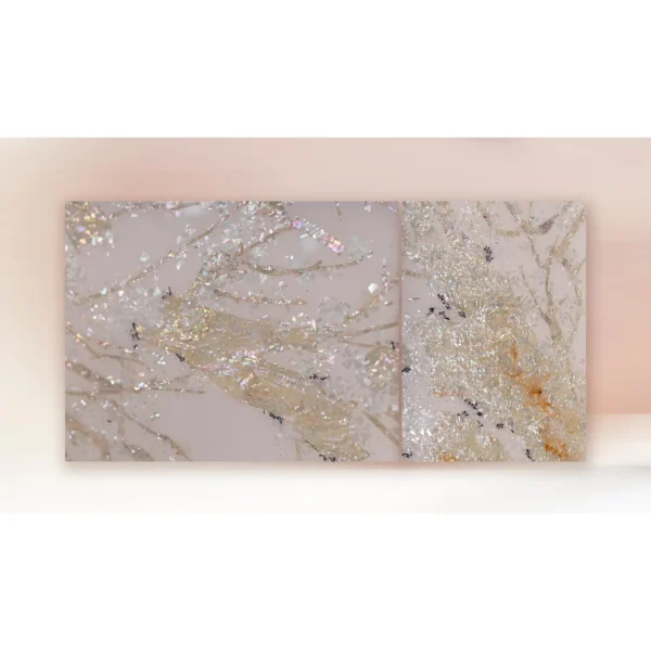 Silver Blossom on Blush Set of 2, 85 x 100 cm Overall in rose stone — in a room setting