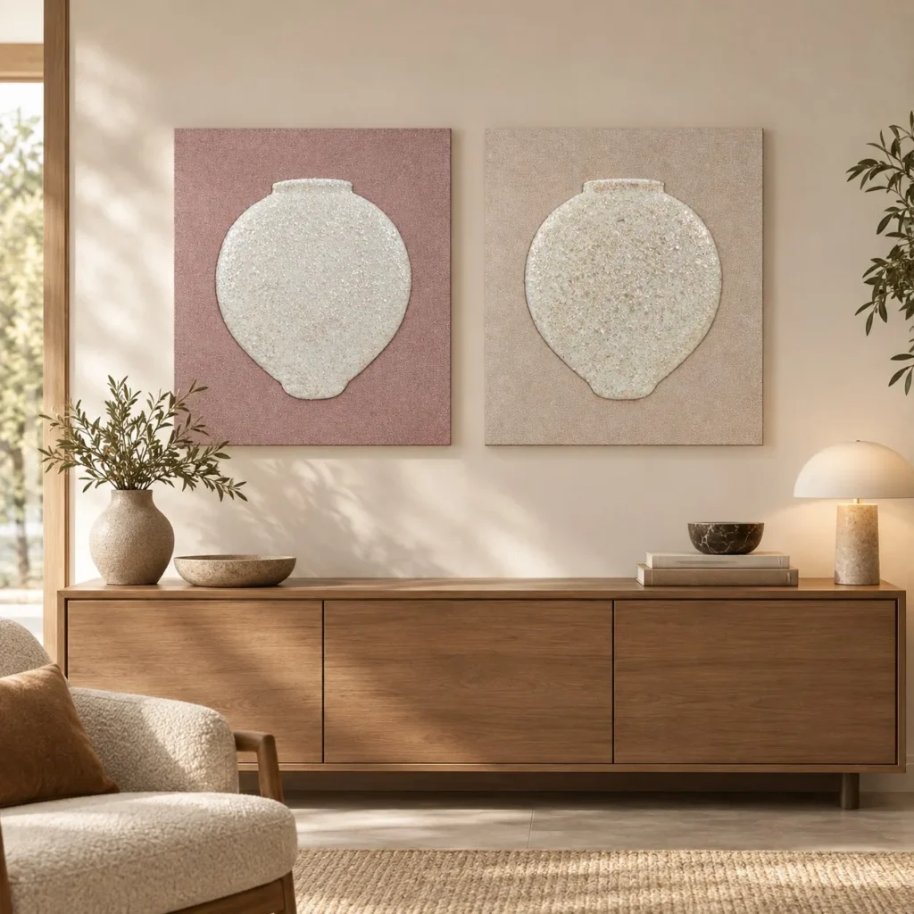 Textured Vase Silhouette Set of 2 in rose stone — front view