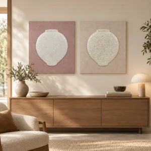 Textured Vase Silhouette Set of 2 in rose stone — front view