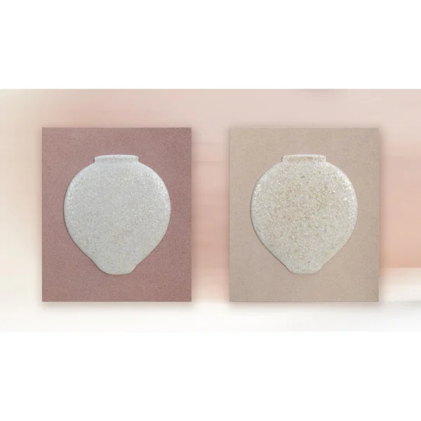 Textured Vase Silhouette Set of 2 in rose stone — in a room setting