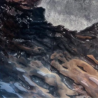 Oval Storm Sea Triptych, 85 x 150 cm Each in blue — detail