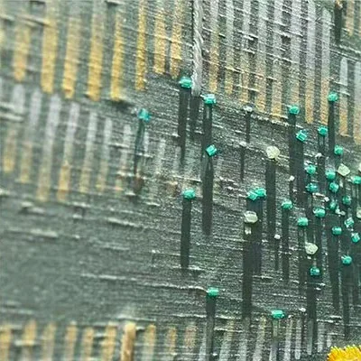 Sage Mountain Relief Triptych in olive — detail