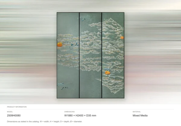 Sage Mountain Relief Triptych in olive — dimensions