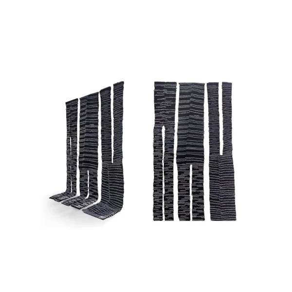 Tall Navy Woven Panel Set, 180 x 300 cm Overall in blue — in a room setting