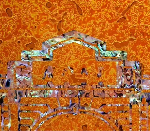 City Skyline Relief Set of 2 in rust — detail