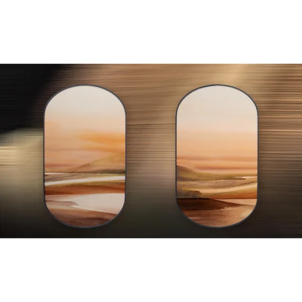Oval Desert Sunset Set of 2, 75 x 130 cm Each in rust — in a room setting