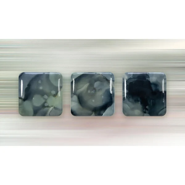 Glazed Ink Tile Set of 3 in Blue and Navy, 30 x 30 cm Each — in a room setting