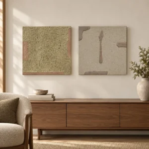 Speckled Plaster Panel Set of 2 in olive — front view