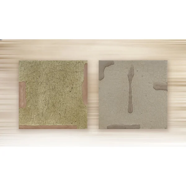 Speckled Plaster Panel Set of 2 in olive — in a room setting