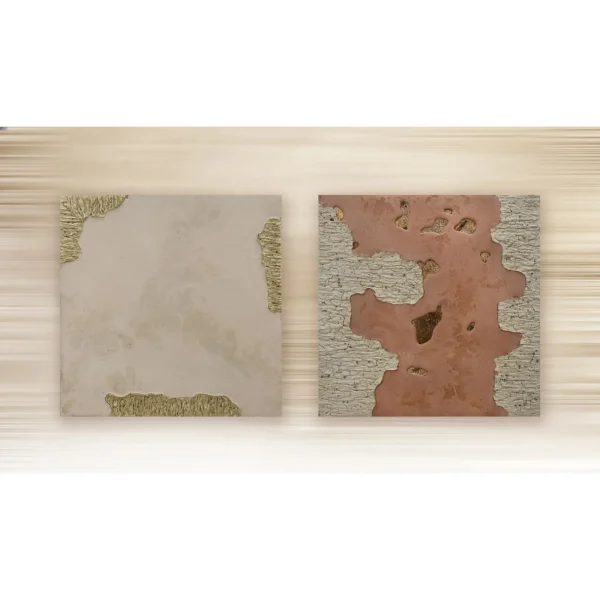 Speckled Plaster Panel Set of 2 in oatmeal — in a room setting