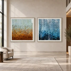Pixel Gradient Mosaic Set of 2 in rust — front view