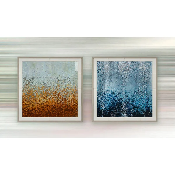 Pixel Gradient Mosaic Set of 2 in rust — in a room setting
