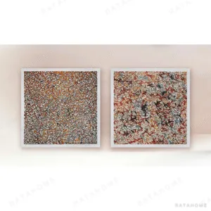 Multicolour Speckle Painting Set of 2, 100 x 100 cm Each in multicolour — in a room setting