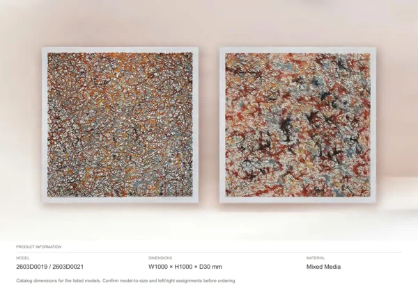 Multicolour Speckle Painting Set of 2, 100 x 100 cm Each in multicolour — dimensions