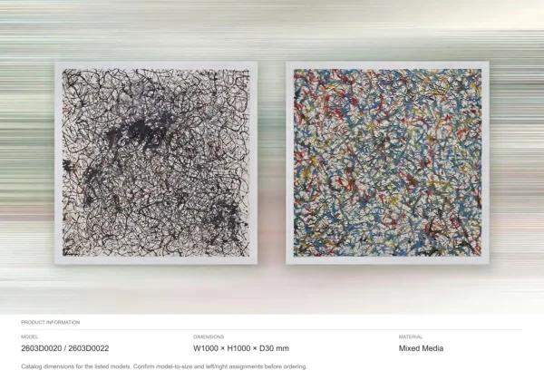 Crackle Web and Speckle Painting Set of 2, 100 x 100 cm Each in black — dimensions