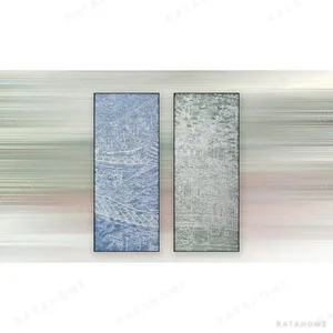 Tall City Sketch Panel Set of 2 in blue — in a room setting
