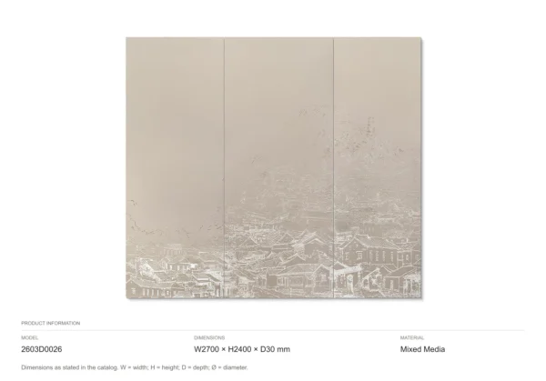 Monumental City Sketch Triptych in sand — dimensions