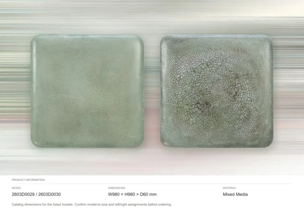 Glazed Sage Slab Set of 2, 98 x 98 cm Each in olive — dimensions