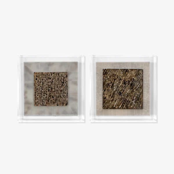 Gold Mosaic Square Set of 2 in brushed brass — in a room setting
