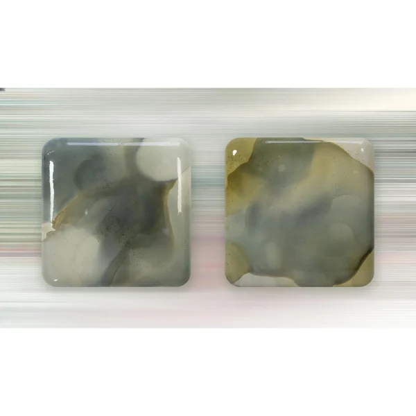 Glazed Ink Tile Set of 2 in olive — in a room setting