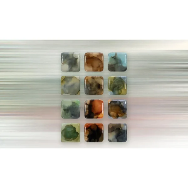 Glazed Ink Tile Grid Set of 12, 103 x 140 cm Overall in multicolour — in a room setting