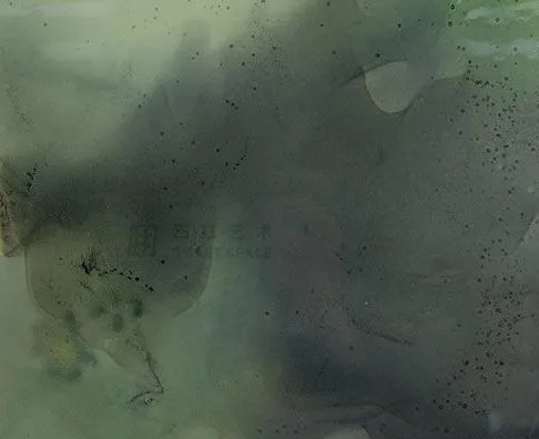 Glazed Ink Tile Set of 2 in Green and Grey, 30 x 30 cm Each — detail
