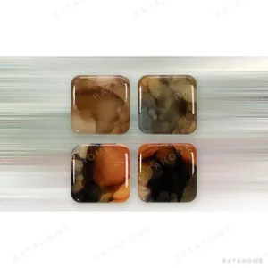 Glazed Ink Tile Set of 4 in rust — in a room setting