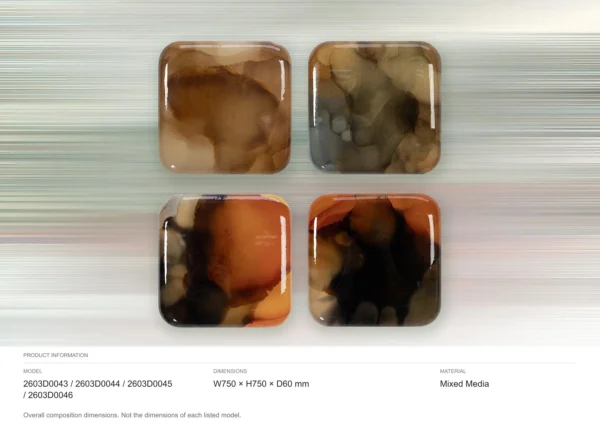 Glazed Ink Tile Set of 4 in rust — dimensions