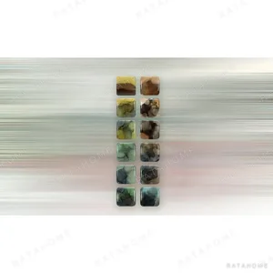 Glazed Ink Tile Column Set of 12, 70 x 210 cm Overall in mustard — in a room setting