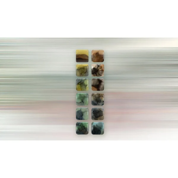 Glazed Ink Tile Column Set of 12, 70 x 210 cm Overall in mustard — in a room setting