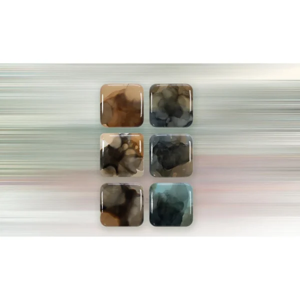 Glazed Ink Tile Grid Set of 6, 65 x 100 cm Overall in rust — in a room setting