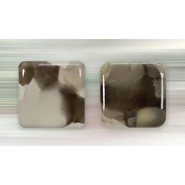 Glazed Ink Tile Set of 2 in Cream and Brown, 30 x 30 cm Each — in a room setting