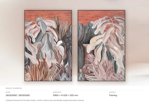 Coral Reef Painting Set of 2 in rose stone — dimensions