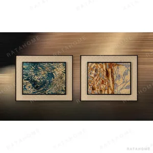 Marbled Ink Set of 2 in blue — in a room setting