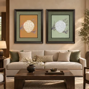 Mother of Pearl Moon Set of 2 in mustard — front view