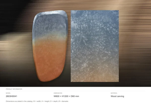 Carved Wood Pebble Panel in blue — dimensions