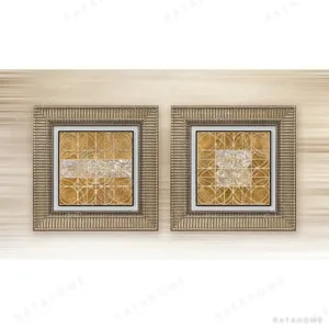 Gold Leaf Tile Set of 2 in brushed brass — in a room setting