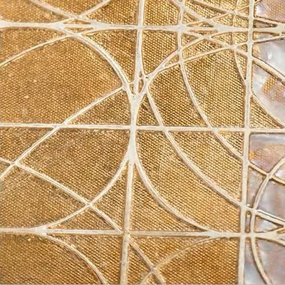 Gold Leaf Tile Set of 2 in brushed brass — detail