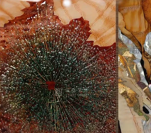 Marbled Canyon Triptych in rust — detail