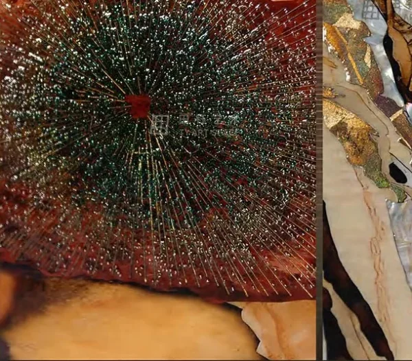 Marbled Canyon Triptych in rust — detail