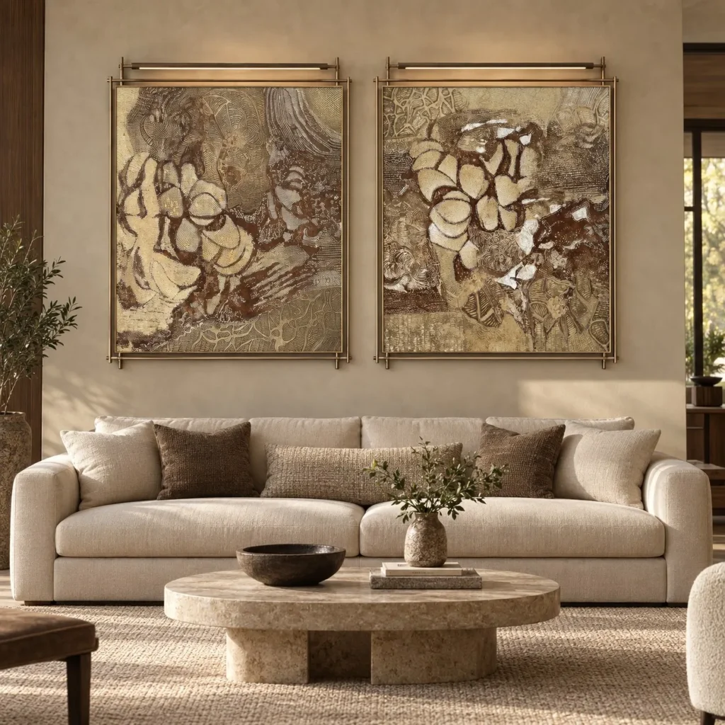 Crackle Gold Floral Set of 2 in brushed brass — front view