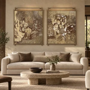 Crackle Gold Floral Set of 2 in brushed brass — front view