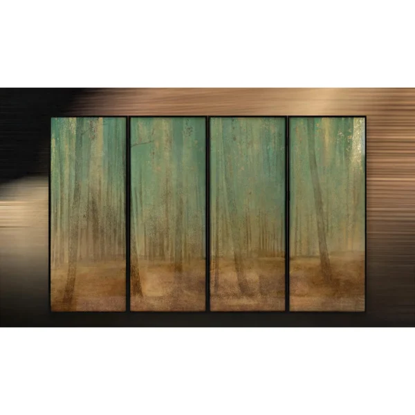Misty Forest Panel Set of 4, 240 x 150 cm Overall in olive — in a room setting