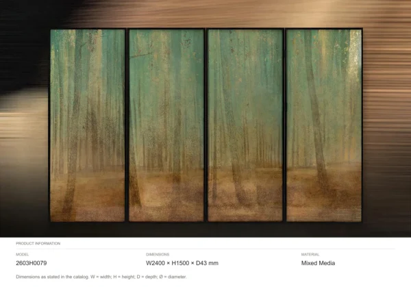 Misty Forest Panel Set of 4, 240 x 150 cm Overall in olive — dimensions