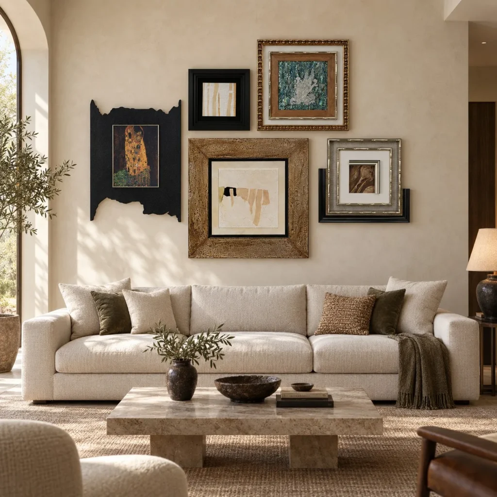 Collector's Gallery Wall Set of 6, 210 x 145 cm Overall in brushed brass — front view