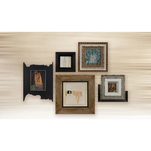 Collector's Gallery Wall Set of 6, 210 x 145 cm Overall in brushed brass — in a room setting