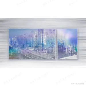 Blue City Lights Panel Set of 2, 285 x 130 cm Overall in blue — in a room setting