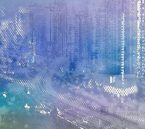 Blue City Lights Panel Set of 2, 285 x 130 cm Overall in blue — detail