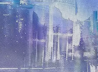 Blue City Lights Panel Set of 2, 285 x 130 cm Overall in blue — detail
