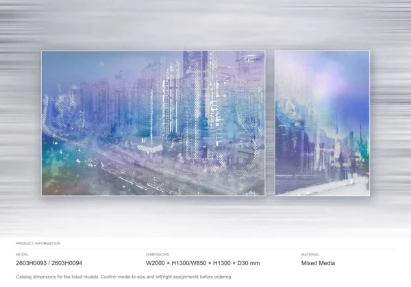 Blue City Lights Panel Set of 2, 285 x 130 cm Overall in blue — dimensions